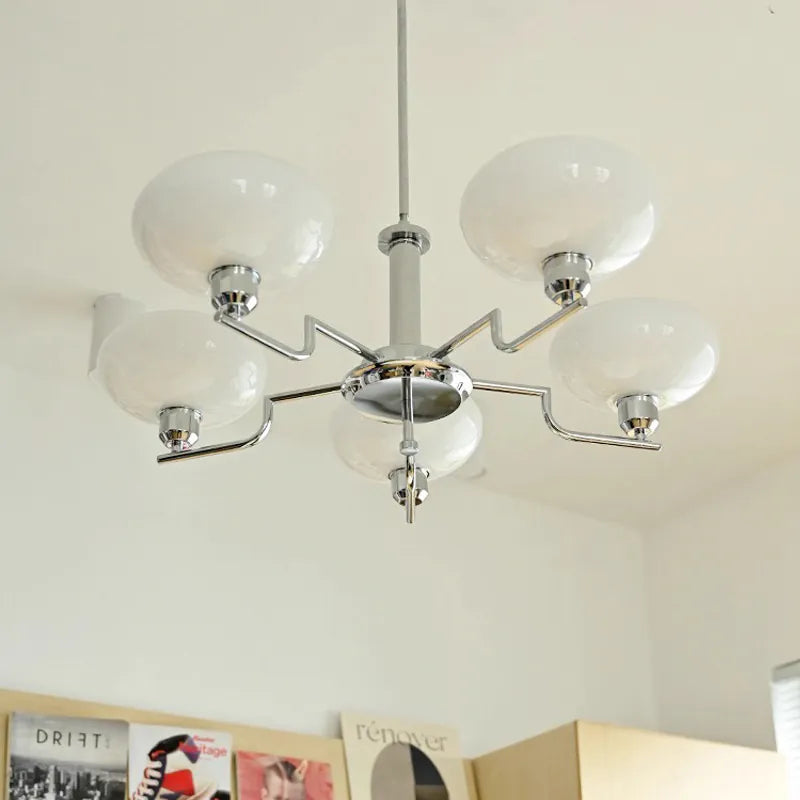 Mid-Century Modern Glass Chandelier - Retro Hanging Light for Dining Room