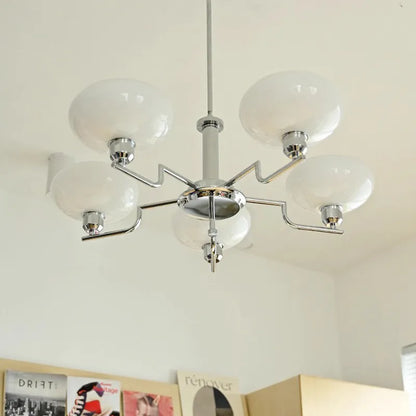 Mid-Century Modern Glass Chandelier - Retro Hanging Light for Dining Room