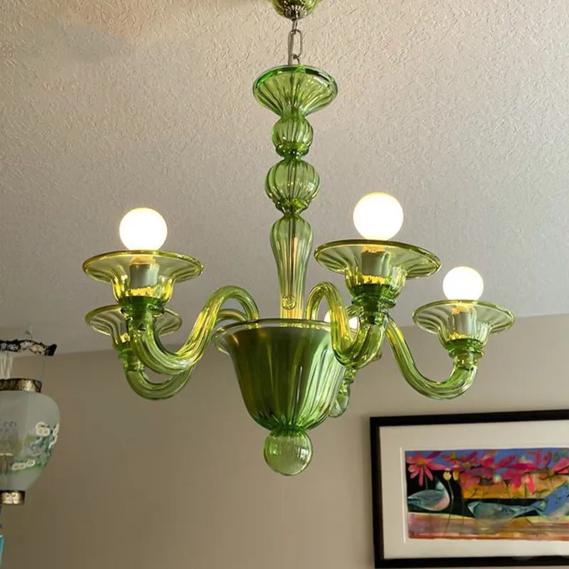 Murano Style Glass Chandelier | Italian Retro Vintage Lighting