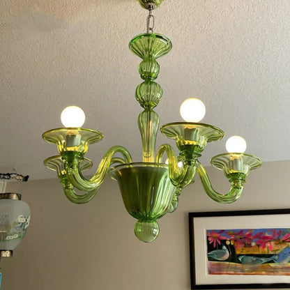 Murano Style Glass Chandelier | Italian Retro Vintage Lighting