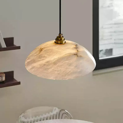 Natural Alabaster Pendant Light | Modern Brass Stone Lamp