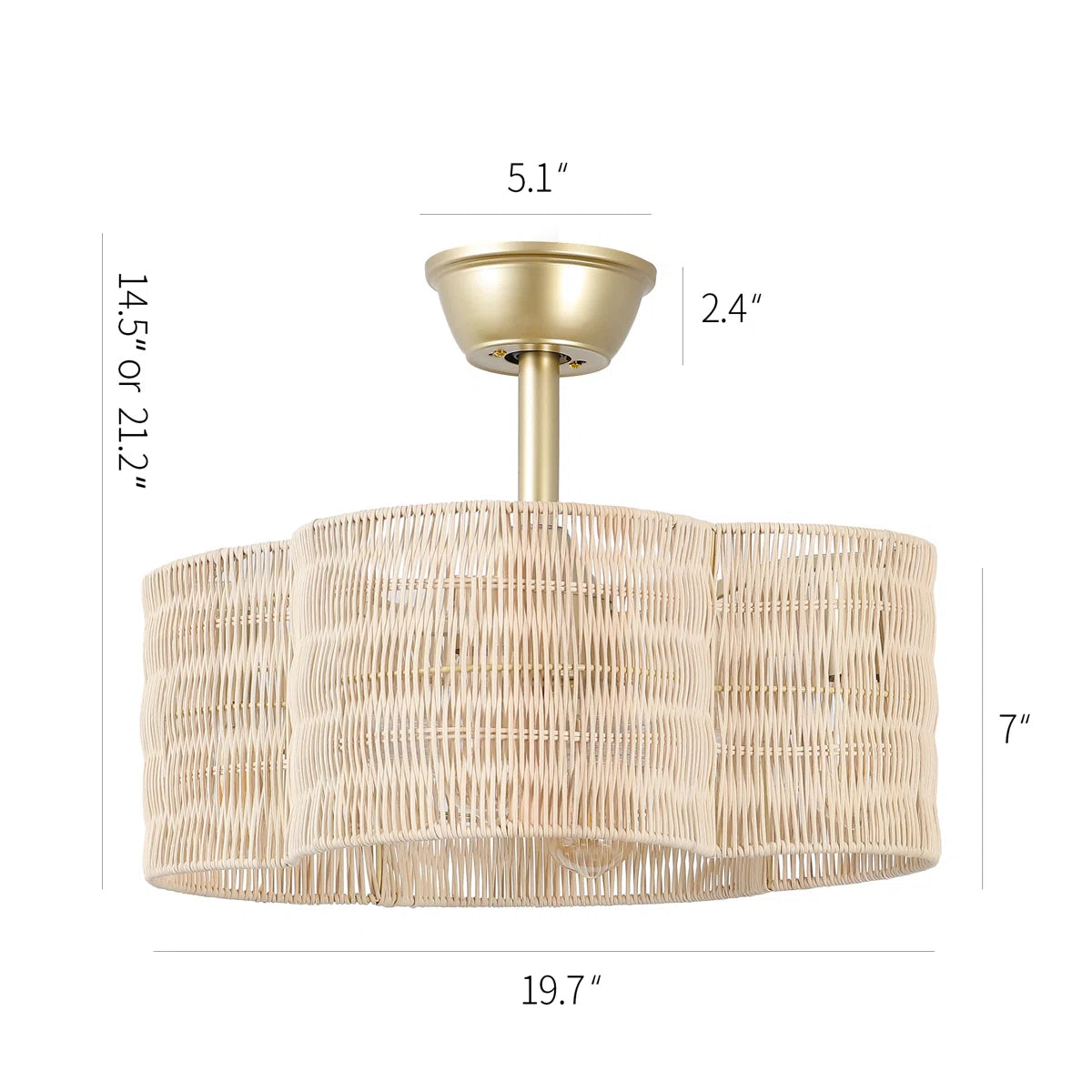 Rattan Fandelier with Light | Flower Shaped Boho Ceiling Fan