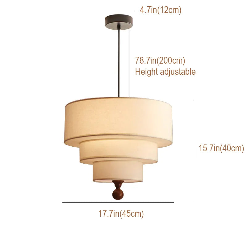Tiered Fabric Drum Pendant Light | 3-Tier Japandi Chandelier