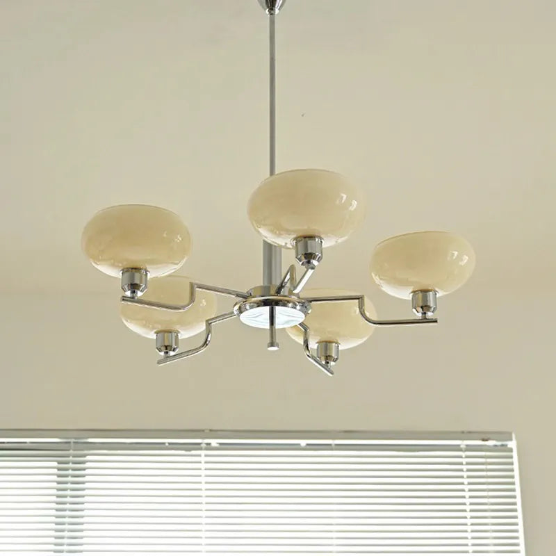 Mid-Century Modern Glass Chandelier - Retro Hanging Light for Dining Room