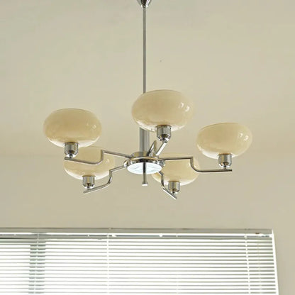 Mid-Century Modern Glass Chandelier - Retro Hanging Light for Dining Room