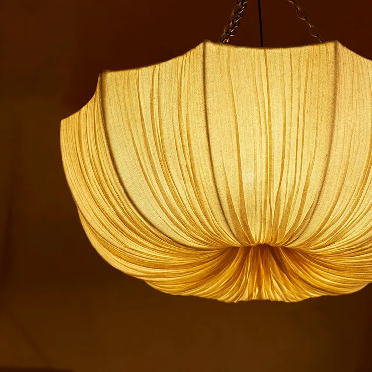 Wabi Sabi Fabric Pendant Light | Japandi Pleated Chandelier