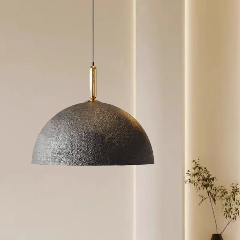 Textured Metal Dome Pendant Light | Wabi Sabi Hanging Lamp