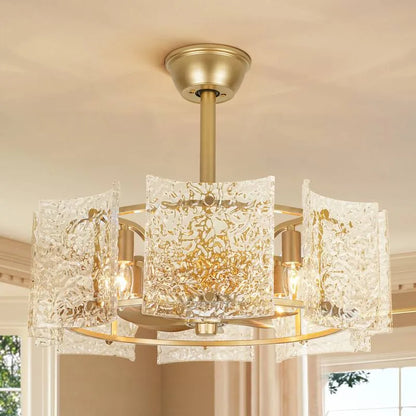 Luxury Glass Ceiling Fan Chandelier | Reversible Gold Fandolier