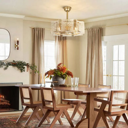 Luxury Glass Ceiling Fan Chandelier | Reversible Gold Fandolier