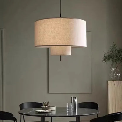 Modern Fabric Drum Pendant Light | Boho Wicker Hanging Lamp