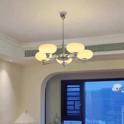 Mid-Century Modern Glass Chandelier - Retro Hanging Light for Dining Room