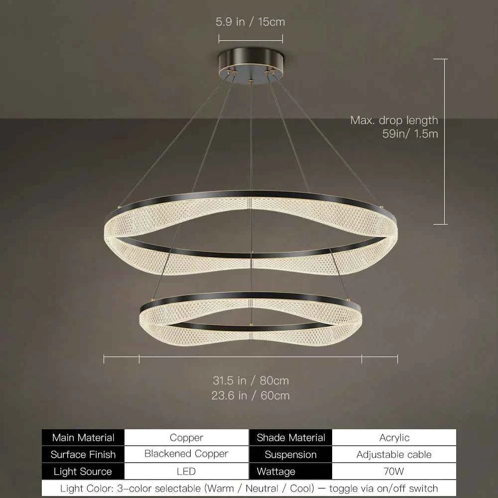 Two Tier Ring Chandelier with Acrylic LED Diffuser for Dining