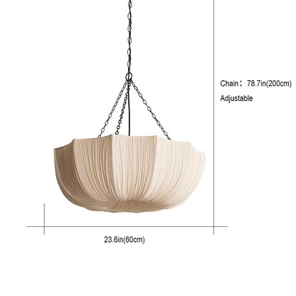 Wabi Sabi Fabric Pendant Light | Japandi Pleated Chandelier