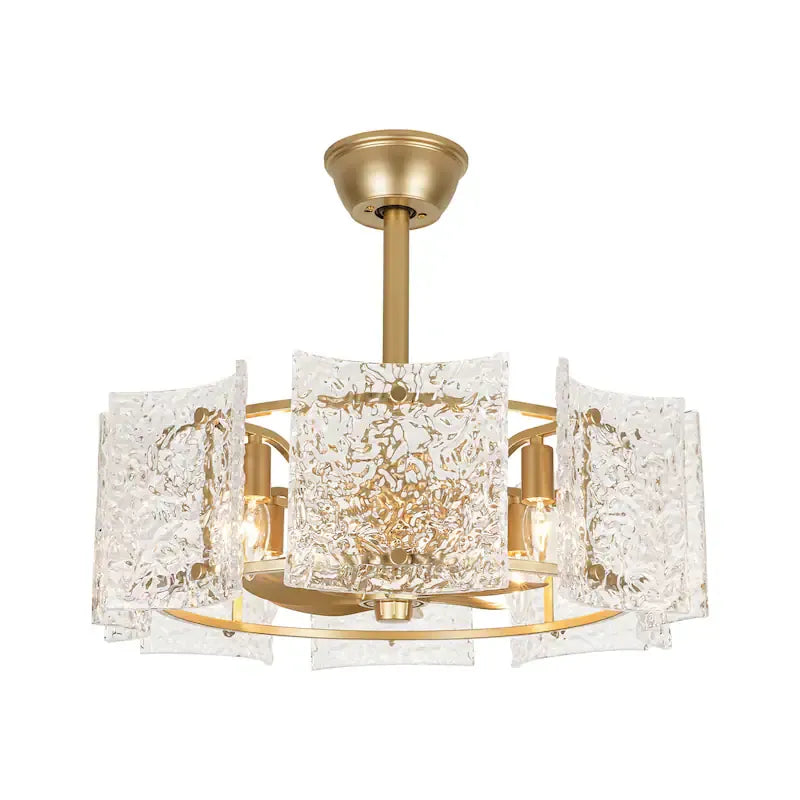 Luxury Glass Ceiling Fan Chandelier | Reversible Gold Fandolier