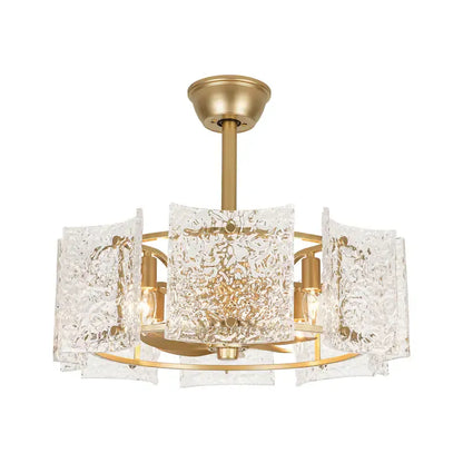 Luxury Glass Ceiling Fan Chandelier | Reversible Gold Fandolier