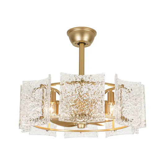 Luxury Glass Ceiling Fan Chandelier | Reversible Gold Fandolier