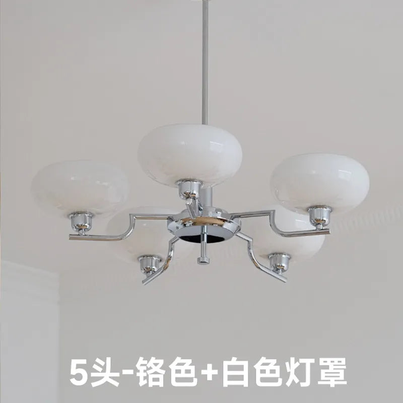 Mid-Century Modern Glass Chandelier - Retro Hanging Light for Dining Room