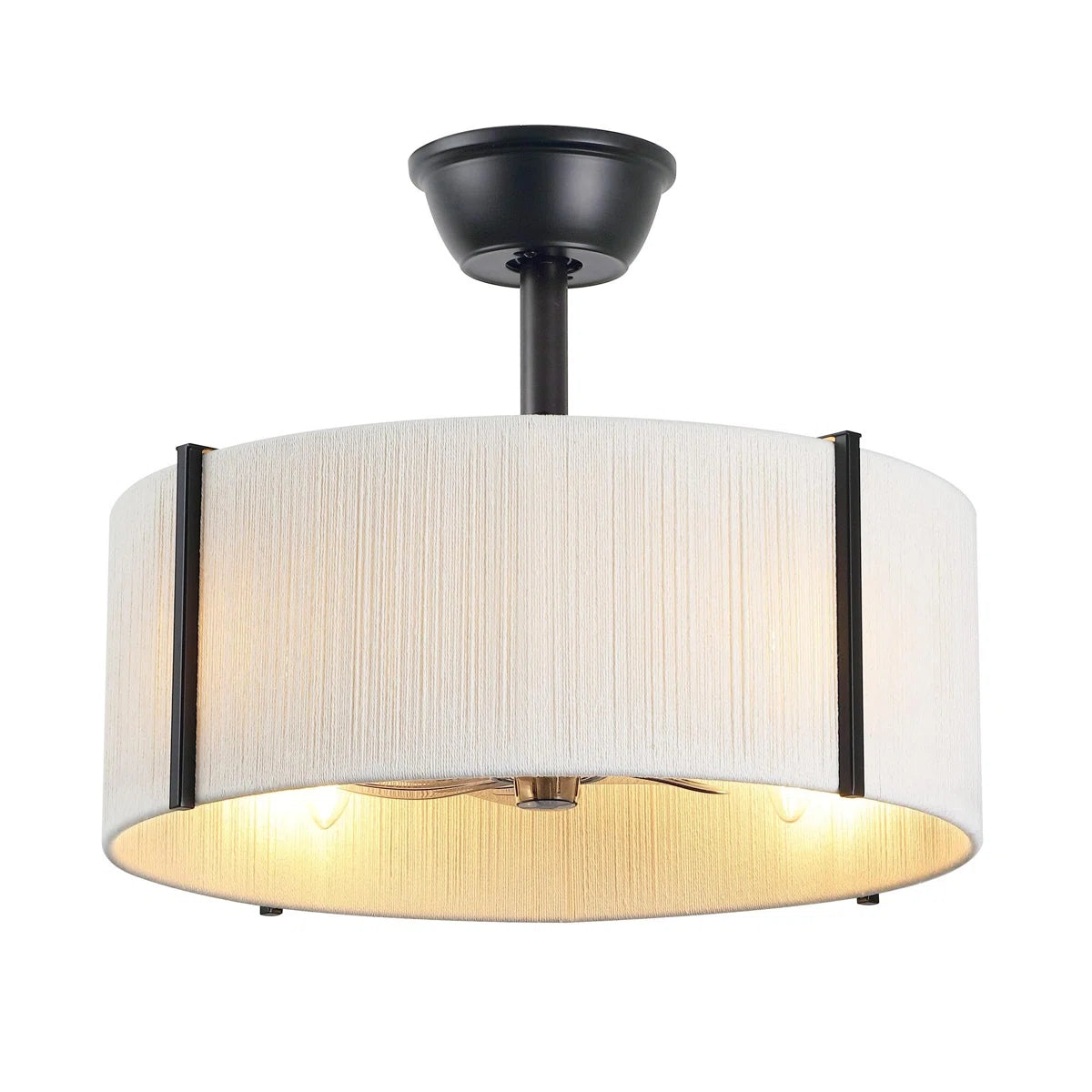 Black Farmhouse Fandelier with Light | Modern Black Ceiling Fan