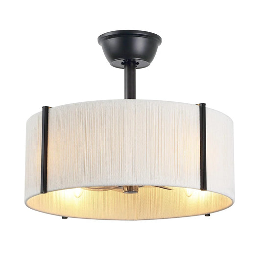 Black Farmhouse Fandelier with Light | Modern Black Ceiling Fan