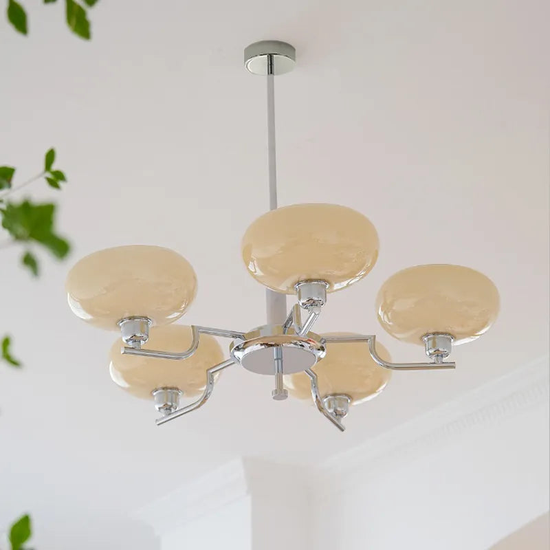 Mid-Century Modern Glass Chandelier - Retro Hanging Light for Dining Room