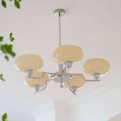 Mid-Century Modern Glass Chandelier - Retro Hanging Light for Dining Room