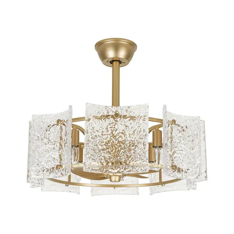 Luxury Glass Ceiling Fan Chandelier | Reversible Gold Fandolier