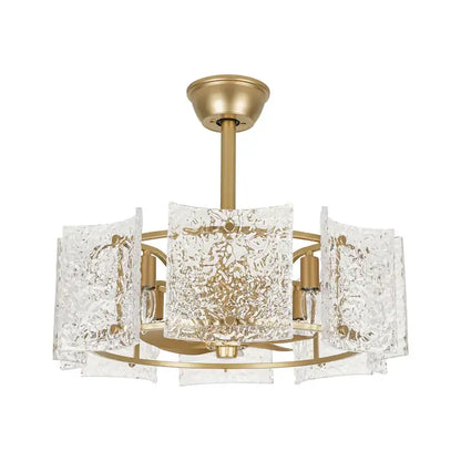 Luxury Glass Ceiling Fan Chandelier | Reversible Gold Fandolier