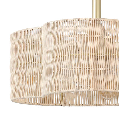 Rattan Fandelier with Light | Flower Shaped Boho Ceiling Fan