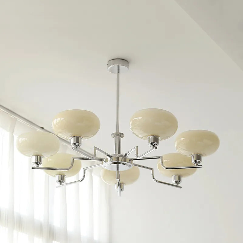 Mid-Century Modern Glass Chandelier - Retro Hanging Light for Dining Room