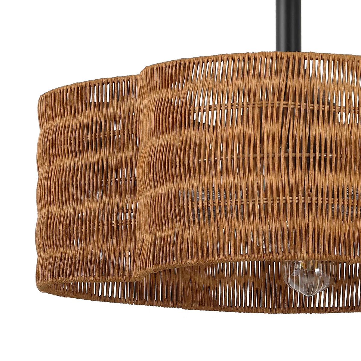 Rustic Rattan Fandelier with Light | Black Vintage Ceiling Fan