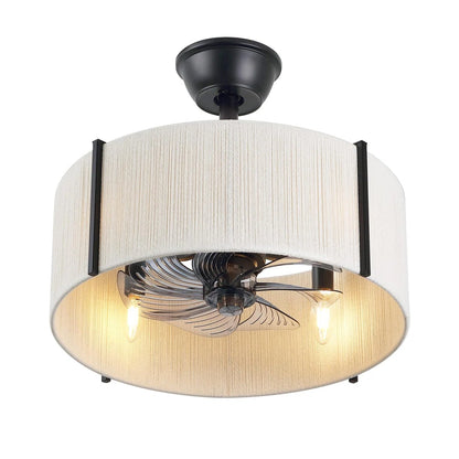 Black Farmhouse Fandelier with Light | Modern Black Ceiling Fan