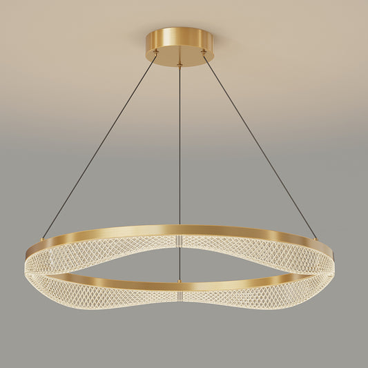 Gold Ring Chandelier with Acrylic LED Diffuser for Dining Room