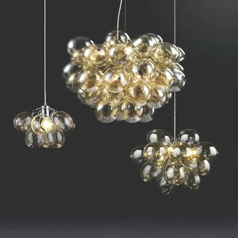 Whimsical Colorful Bubble Chandelier - Rainbow Glass Ball Pendant Light