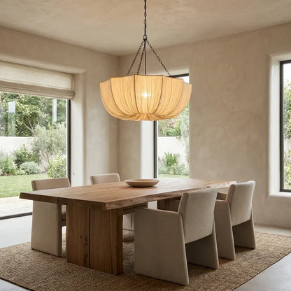Wabi Sabi Fabric Pendant Light | Japandi Pleated Chandelier