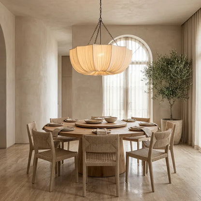 Wabi Sabi Fabric Pendant Light | Japandi Pleated Chandelier