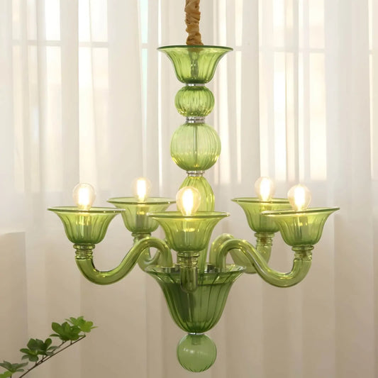 Murano Style Glass Chandelier | Italian Retro Vintage Lighting