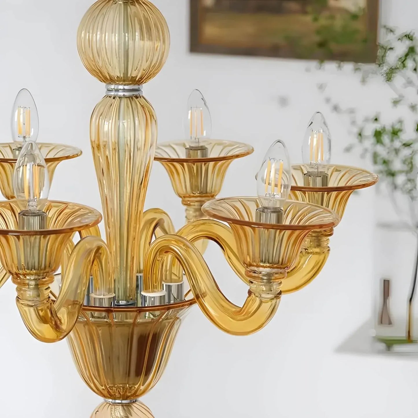 Murano Style Glass Chandelier | Italian Retro Vintage Lighting