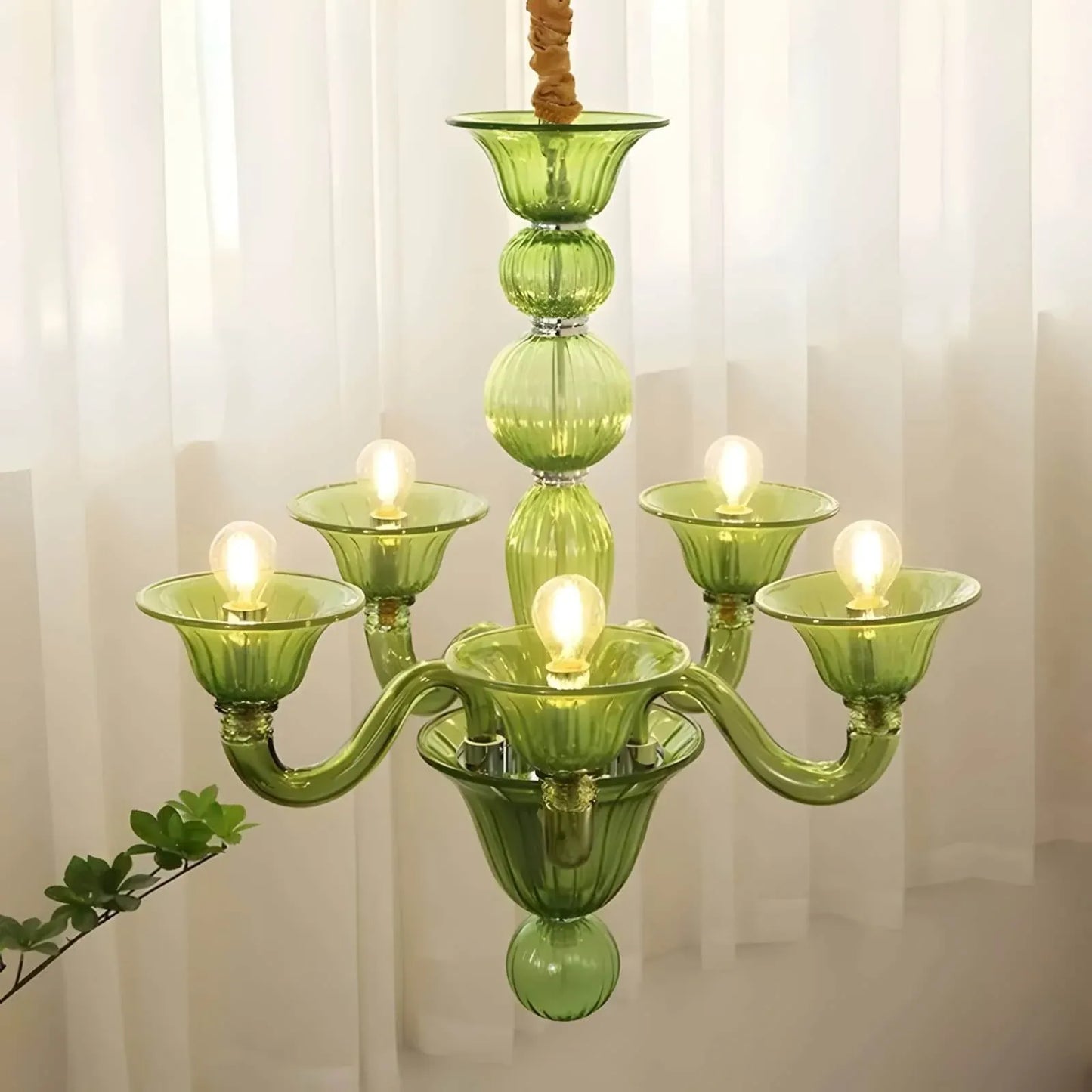 Murano Style Glass Chandelier | Italian Retro Vintage Lighting