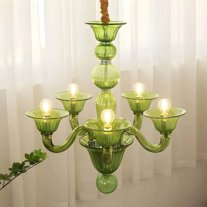 Murano Style Glass Chandelier | Italian Retro Vintage Lighting