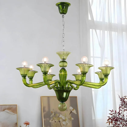 Murano Style Glass Chandelier | Italian Retro Vintage Lighting