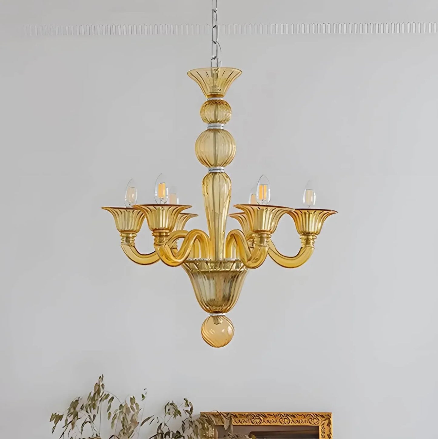 Murano Style Glass Chandelier | Italian Retro Vintage Lighting