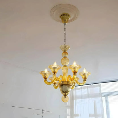Murano Style Glass Chandelier | Italian Retro Vintage Lighting