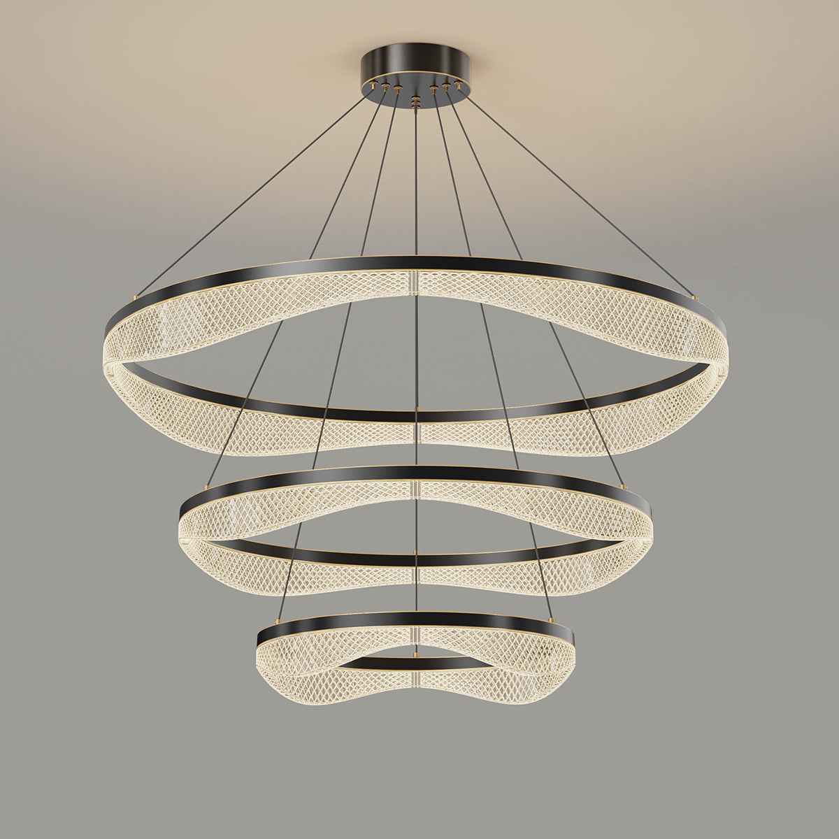 Three Tier Ring Chandelier with Acrylic LED Shades for Foyer（副本）