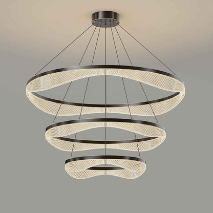 Three Tier Ring Chandelier with Acrylic LED Shades for Foyer（副本）
