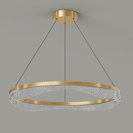 Gold Ring Chandelier with Acrylic LED Diffuser for Dining Room