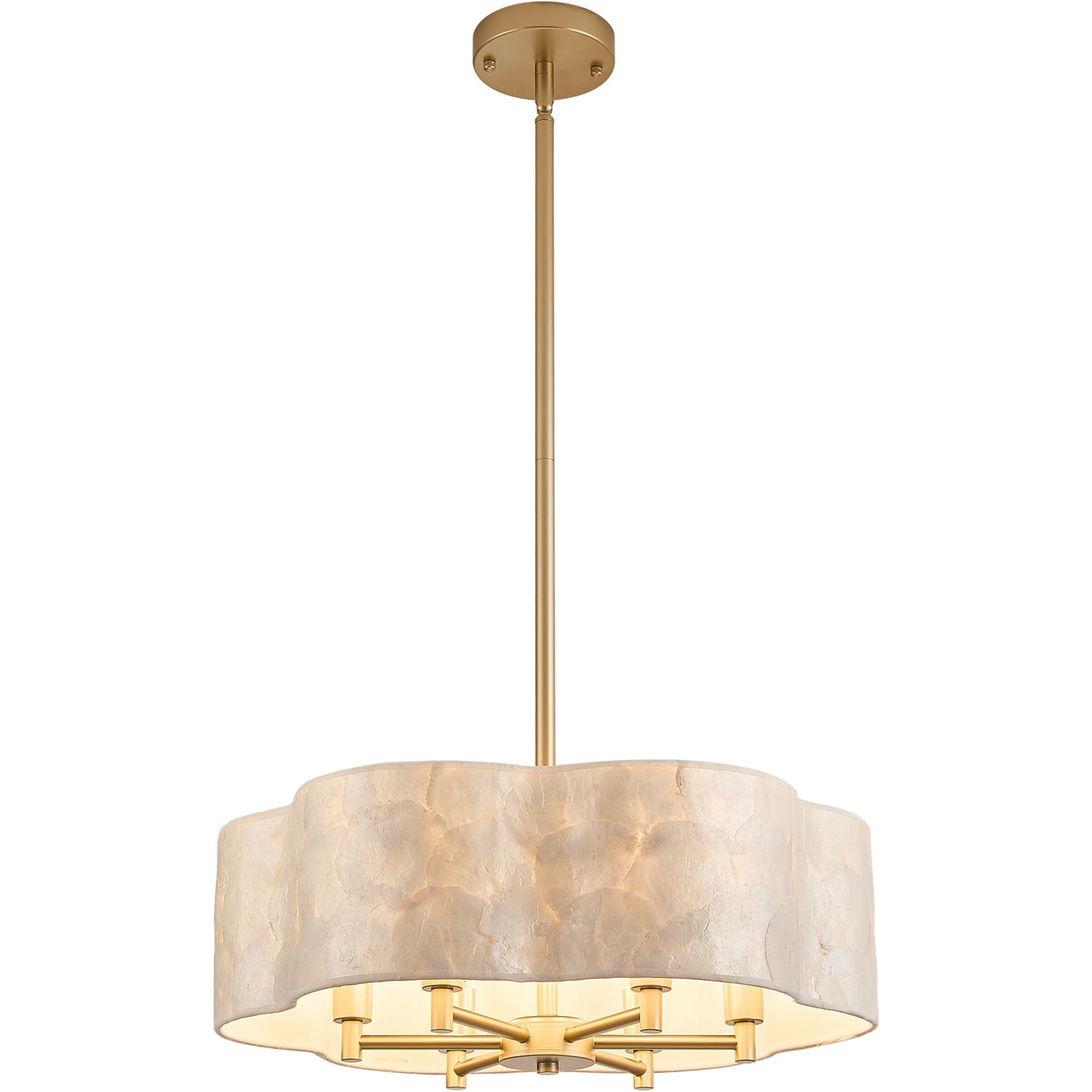 19.7" Flower Capiz Shell Chandelier | 6-Light Coastal Seashell Pendant Light with Adjustable Stem