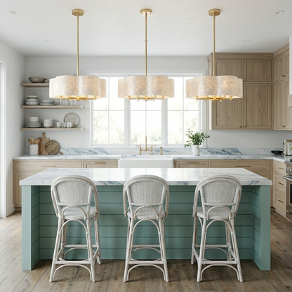 19.7" Flower Capiz Shell Chandelier | 6-Light Coastal Seashell Pendant Light with Adjustable Stem