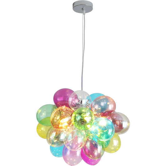 Whimsical Colorful Bubble Chandelier - Rainbow Glass Ball Pendant Light