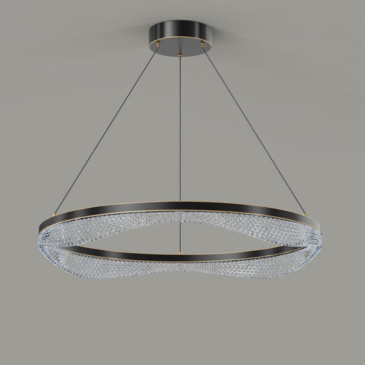 Modern Ring Chandelier in Black Gold with Acrylic LED Diffuser