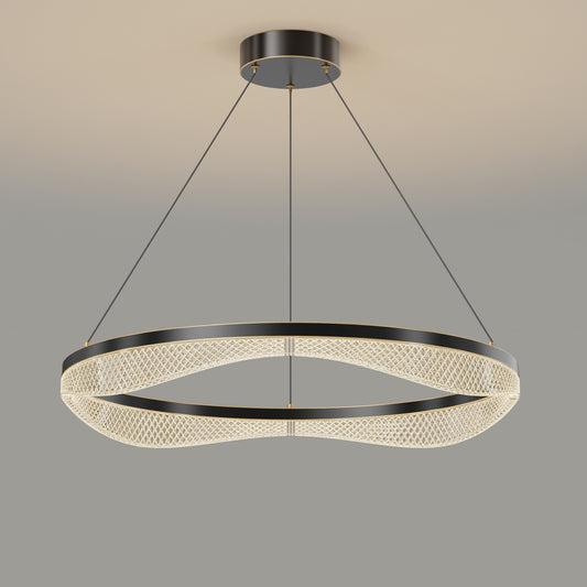 Modern Ring Chandelier in Black Gold with Acrylic LED Diffuser